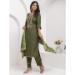 Picture of Silk Dark Olive Green Readymade Salwar Kameez