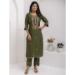 Picture of Silk Dark Olive Green Readymade Salwar Kameez