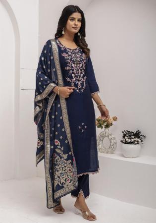 Picture of Radiant Silk Midnight Blue Readymade Salwar Kameez
