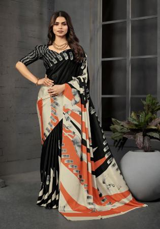 Picture of Resplendent Crepe & Silk Black Saree