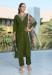 Picture of Silk Dark Olive Green Readymade Salwar Kameez