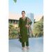 Picture of Silk Dark Olive Green Readymade Salwar Kameez