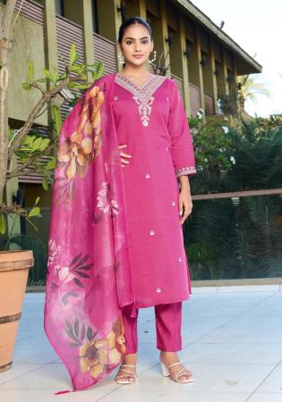 Picture of Alluring Silk Pale Violet Red Readymade Salwar Kameez