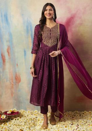 Picture of Exquisite Silk Purple Readymade Salwar Kameez