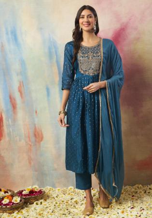 Picture of Ideal Silk Midnight Blue Readymade Salwar Kameez