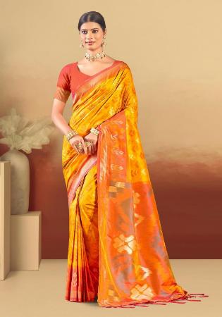 Picture of Gorgeous Silk Golden Rod Saree