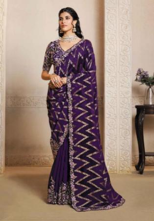 Picture of Bewitching Silk Purple Saree