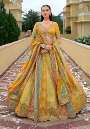 Picture of Shapely Silk Golden Rod Lehenga Choli