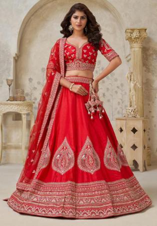 Picture of Shapely Silk Crimson Lehenga Choli