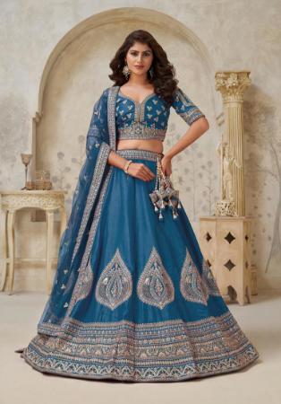 Picture of Graceful Silk Dark Slate Blue Lehenga Choli