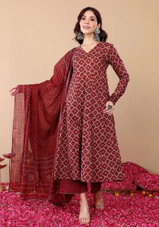 Picture of Beautiful Rayon Maroon Readymade Salwar Kameez