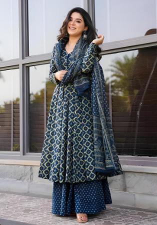 Picture of Rayon Dark Slate Grey Readymade Salwar Kameez