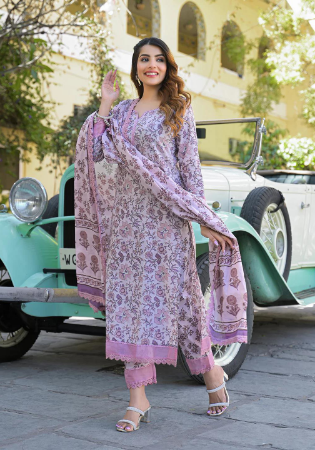 Picture of Lovely Cotton Plum Readymade Salwar Kameez