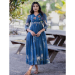 Picture of Appealing Chiffon Steel Blue Readymade Gown