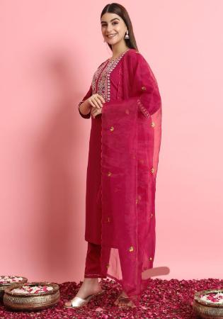 Picture of Nice Silk Deep Pink Readymade Salwar Kameez