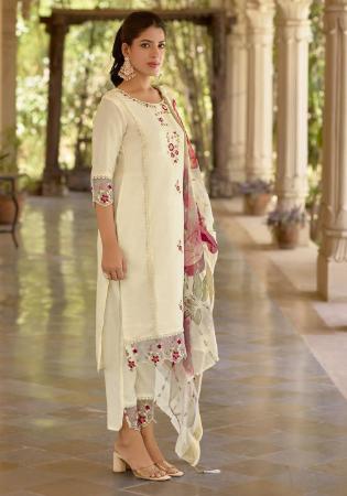 Picture of Gorgeous Silk Ghost White Readymade Salwar Kameez