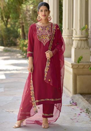 Picture of Ideal Silk Maroon Readymade Salwar Kameez