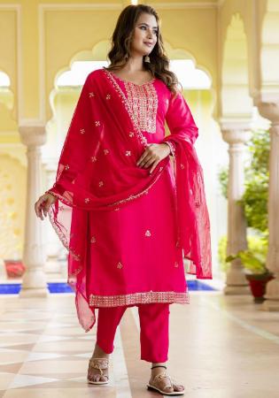 Picture of Exquisite Silk Crimson Readymade Salwar Kameez