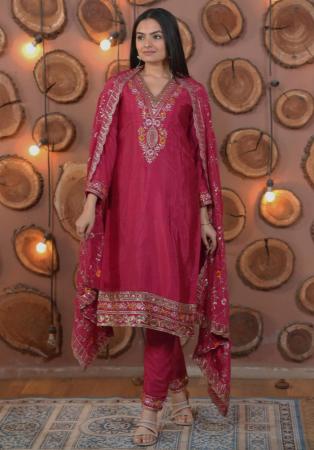 Picture of Chiffon & Crepe Deep Pink Readymade Salwar Kameez
