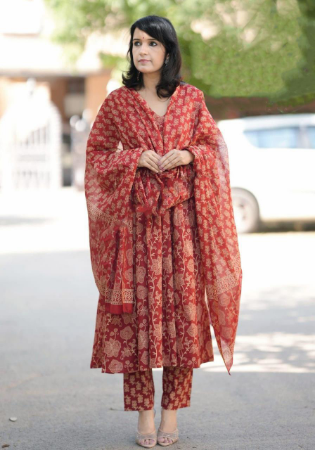 Picture of Ideal Rayon Maroon Readymade Salwar Kameez