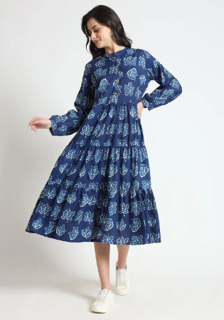 Picture of Bewitching Cotton Dark Slate Blue Readymade Gown