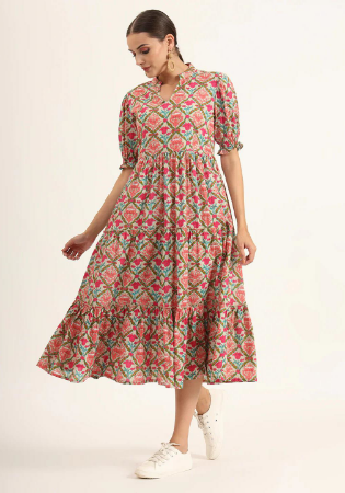 Picture of Resplendent Cotton Salmon Readymade Gown