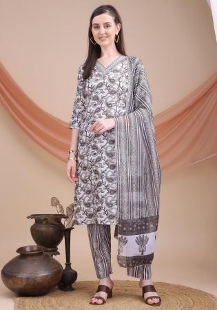 Picture of Cotton Light Slate Grey Readymade Salwar Kameez