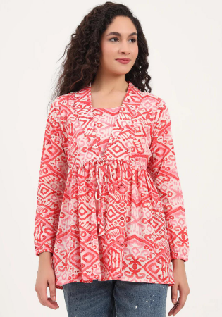Picture of Rayon & Cotton Light Coral Kurtis And Tunic