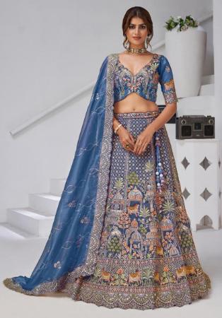 Picture of Exquisite Organza Midnight Blue Lehenga Choli