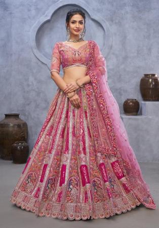 Picture of Well Formed Silk Rosy Brown Lehenga Choli