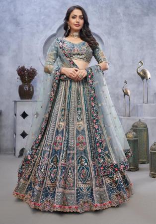 Picture of Magnificent Silk Light Slate Grey Lehenga Choli