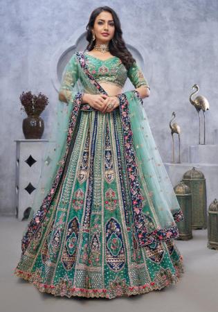 Picture of Excellent Silk Cadet Blue Lehenga Choli