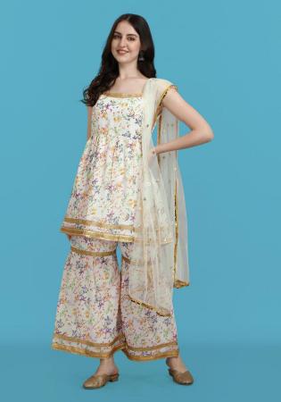 Picture of Stunning Georgette White Readymade Salwar Kameez