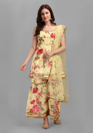 Picture of Shapely Georgette Tan Readymade Salwar Kameez