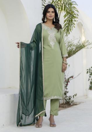 Picture of Magnificent Silk Dark Sea Green Readymade Salwar Kameez