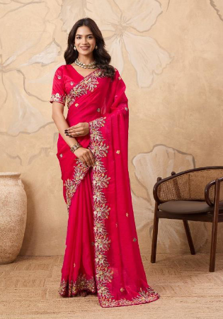 Picture of Radiant Chiffon Crimson Saree