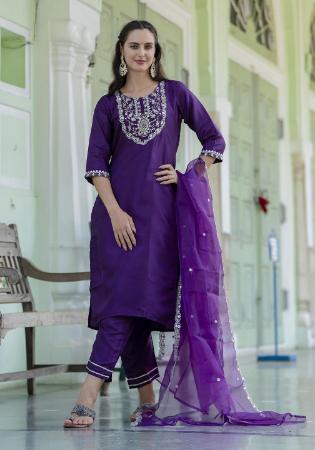 Picture of Resplendent Silk Purple Readymade Salwar Kameez