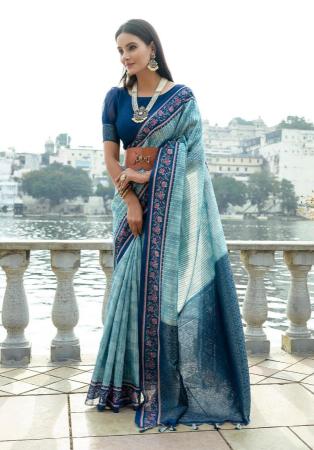 Picture of Grand Silk Light Slate Grey Saree