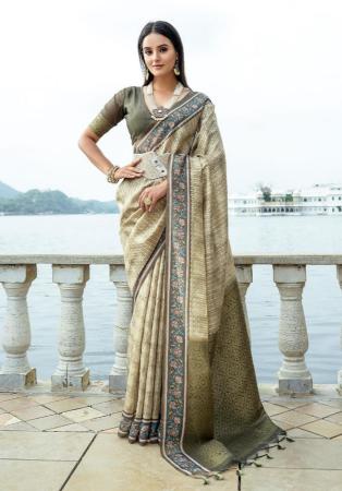 Picture of Pleasing Silk Dark Olive Green Saree