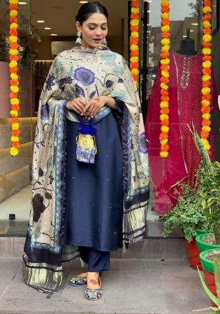 Picture of Rayon Dark Slate Grey Readymade Salwar Kameez