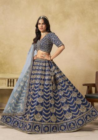 Picture of Gorgeous Silk Dark Slate Grey Lehenga Choli