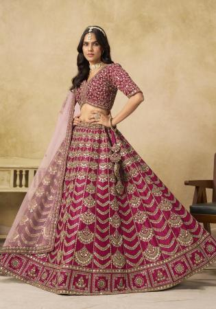 Picture of Well Formed Silk Maroon Lehenga Choli