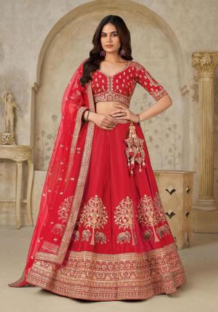 Picture of Fine Silk Fire Brick Lehenga Choli