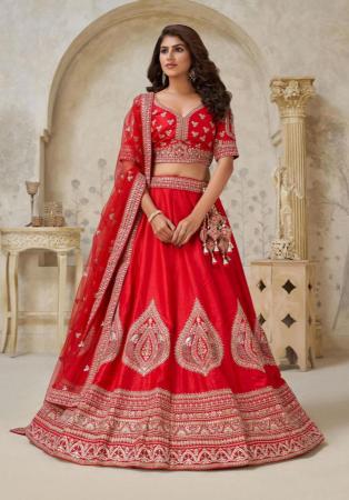 Picture of Appealing Silk Dark Red Lehenga Choli