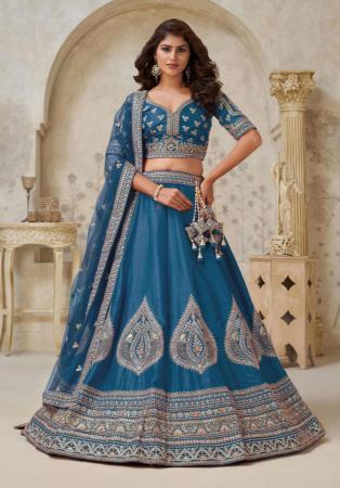Picture of Bewitching Silk Midnight Blue Lehenga Choli