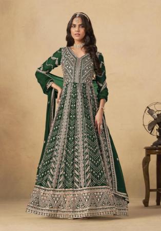 Picture of Lovely Georgette Dark Green Anarkali Salwar Kameez