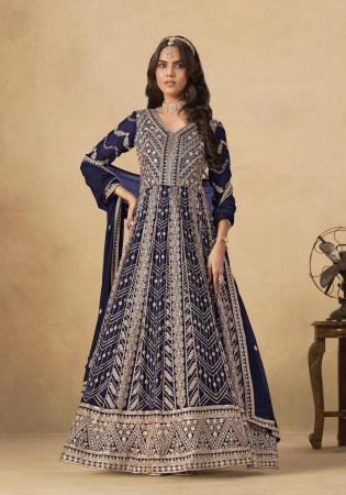 Picture of Georgette Midnight Blue Anarkali Salwar Kameez