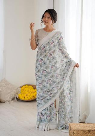 Picture of Amazing Georgette Light Slate Grey Saree