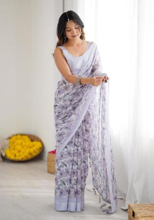 Picture of Delightful Georgette Plum Saree