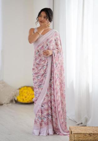 Picture of Amazing Georgette Rosy Brown Saree